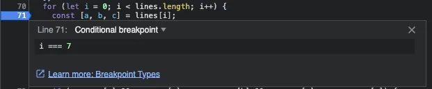 Conditional breakpoint