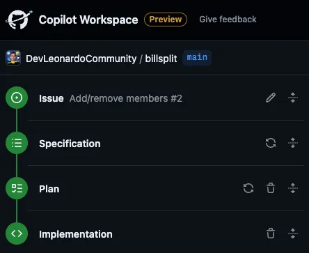 Copilot Workspace steps