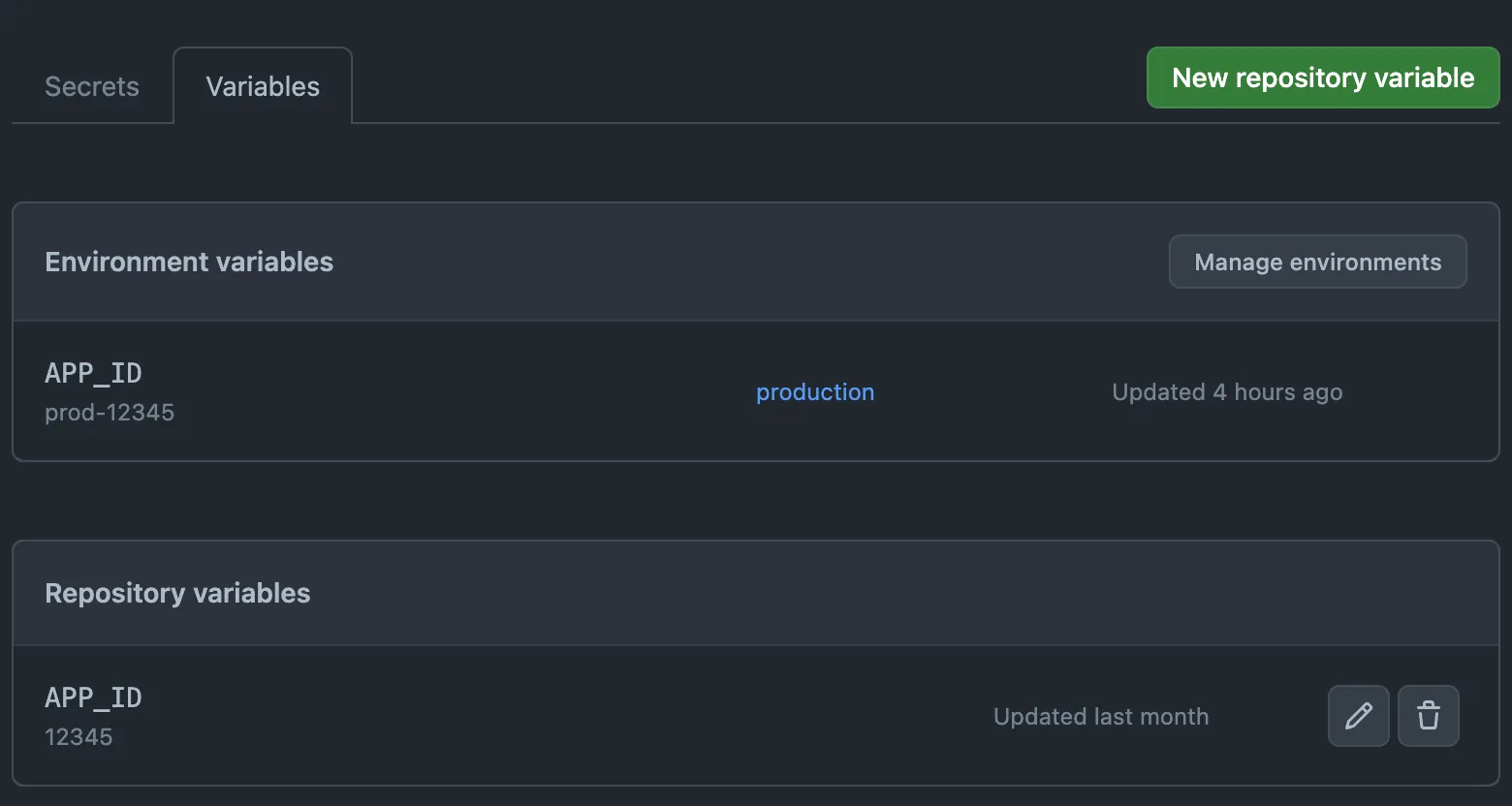 GitHub Action Variables
